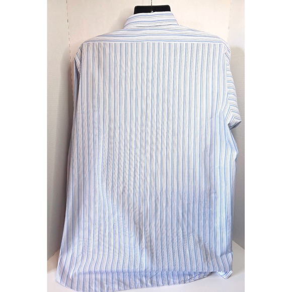 Hamilton Custom Shirtmaker Blue White Striped Button Down Dress Shirt 17 34/35? - Picture 5 of 8
